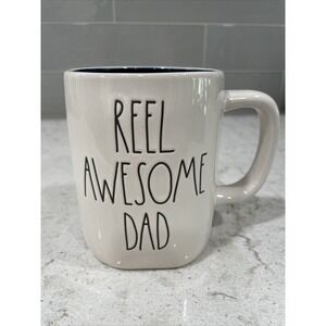 REEL AWESOME DAD Rae Dunn Mug 19oz FISHING LURE Sports Father Papa Pop Daddy Fly